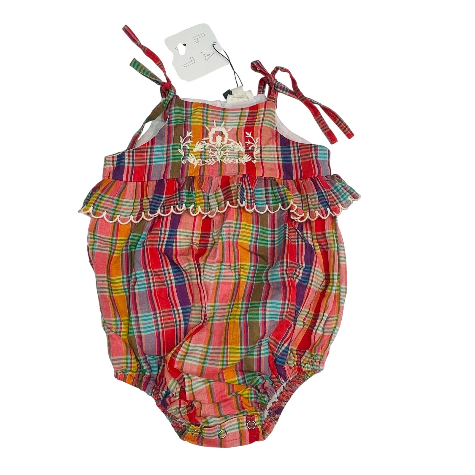 Nwt Lali Size 12m Red Madras Plaid Little Summer Frannie Romper